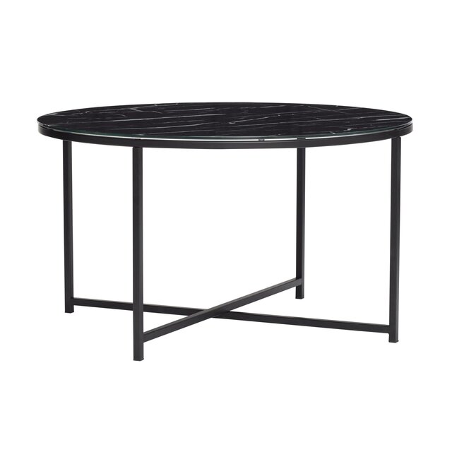 Hubsch Salontafel metaal/glas - marmer zwart