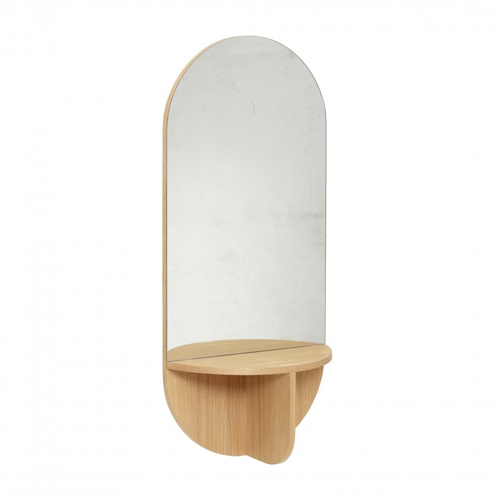 Hubsch Miroir mural en chêne avec étagère - naturel