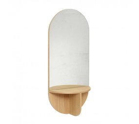 Hubsch Specchio a parete in rovere con ripiano - naturale Hubsch Specchio a parete in rovere con ripiano - naturale
