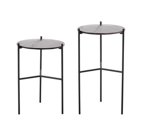 Bloomingville Juego de mesa auxiliar Cille - vidrio