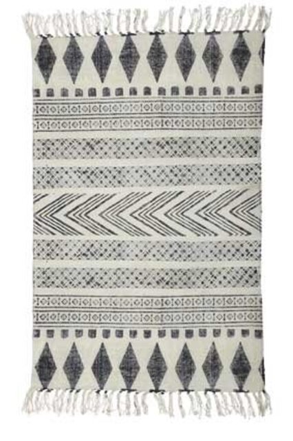 House Doctor Block rug cotton white grey 160x230