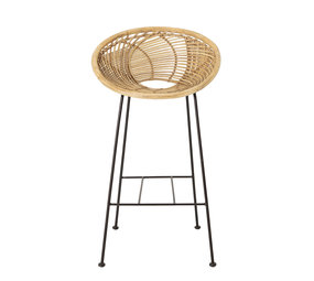 Bloomingville Sgabello da bar Yonne in rattan - naturale