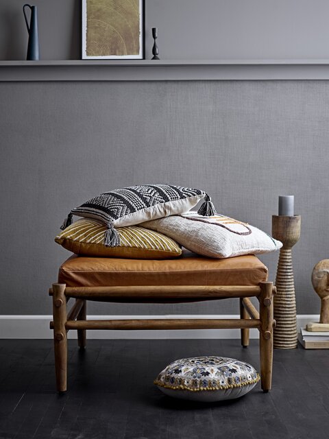 Bloomingville Sgabello Aysia in pelle naturale Bloomingville Sgabello Aysia in pelle naturale