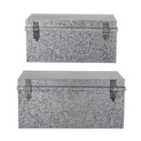 Bloomingville Opbergdozen met deksel metaal - zilver set van 2 stuks Bloomingville Opbergdozen met deksel metaal - zilver set van 2 stuks