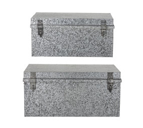 Bloomingville Boîtes de rangement avec couvercle en métal - argent lot de 2 pièces Bloomingville Boîtes de rangement avec couvercle en métal - argent lot de 2 pièces