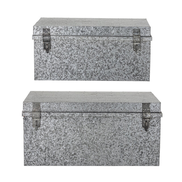 Bloomingville Storage boxes with lid metal - silver set of 2 pieces