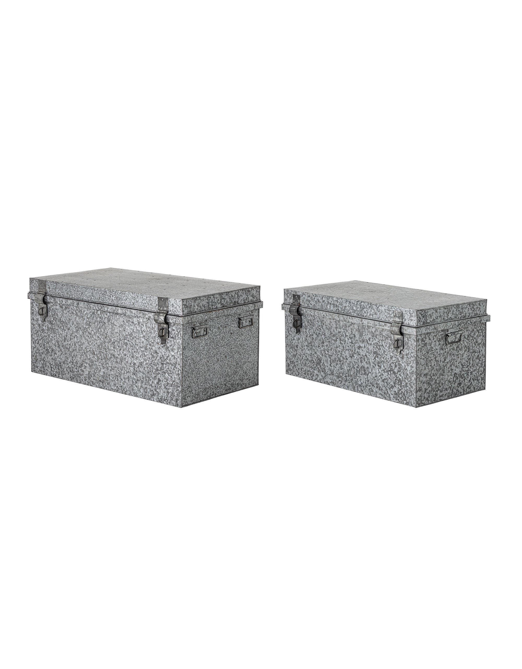 Bloomingville Storage boxes with lid metal silver set of 2 pieces LIVING AND CO.