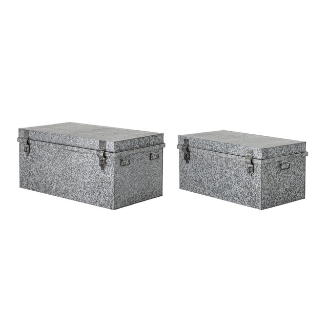 Bloomingville Storage boxes with lid metal - silver set of 2 pieces