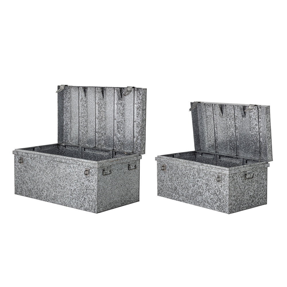 Bloomingville Boîtes de rangement avec couvercle en métal - argent lot de 2 pièces