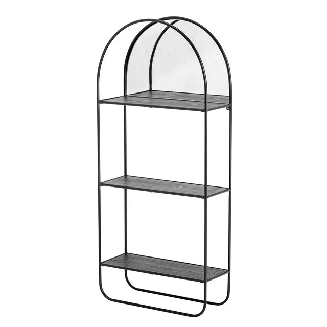 Bloomingville Mirror with shelves metal - black
