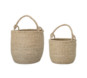 Bloomingville Basket with handle seagrass set of 2 pieces Bloomingville Basket with handle seagrass set of 2 pieces