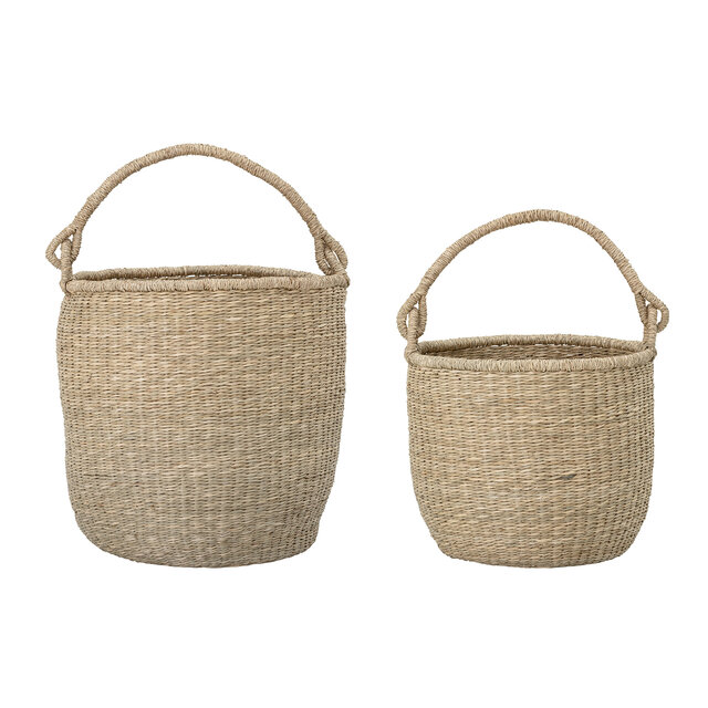 Bloomingville Basket with handle seagrass set of 2 pieces