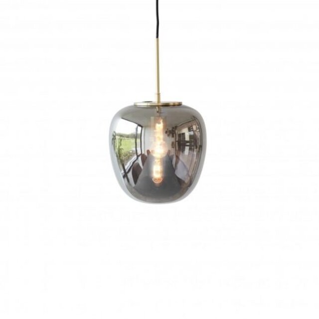 Hubsch Hanglamp grijs glas met messing detail
