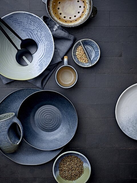 Bloomingville Plat de service Aura bleu - set de 6 pièces