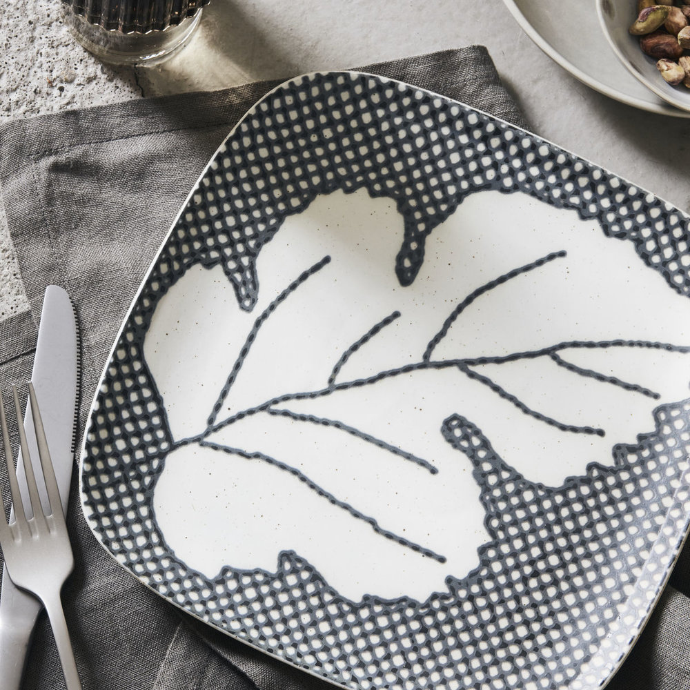 House Doctor Ash plates gray / blue - set of 6 pieces