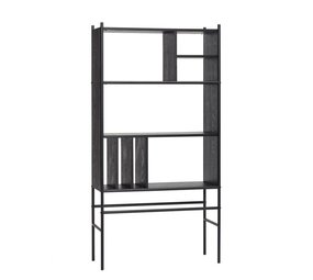 Hubsch Rack med hyllor trä / metall - svart