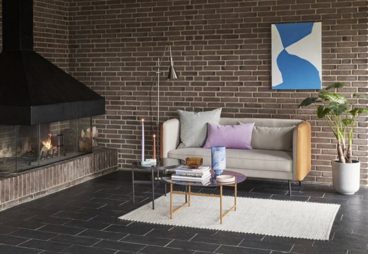 Hubsch Sofá de poliéster / metal - beige / naranja Hubsch Sofá de poliéster / metal - beige / naranja