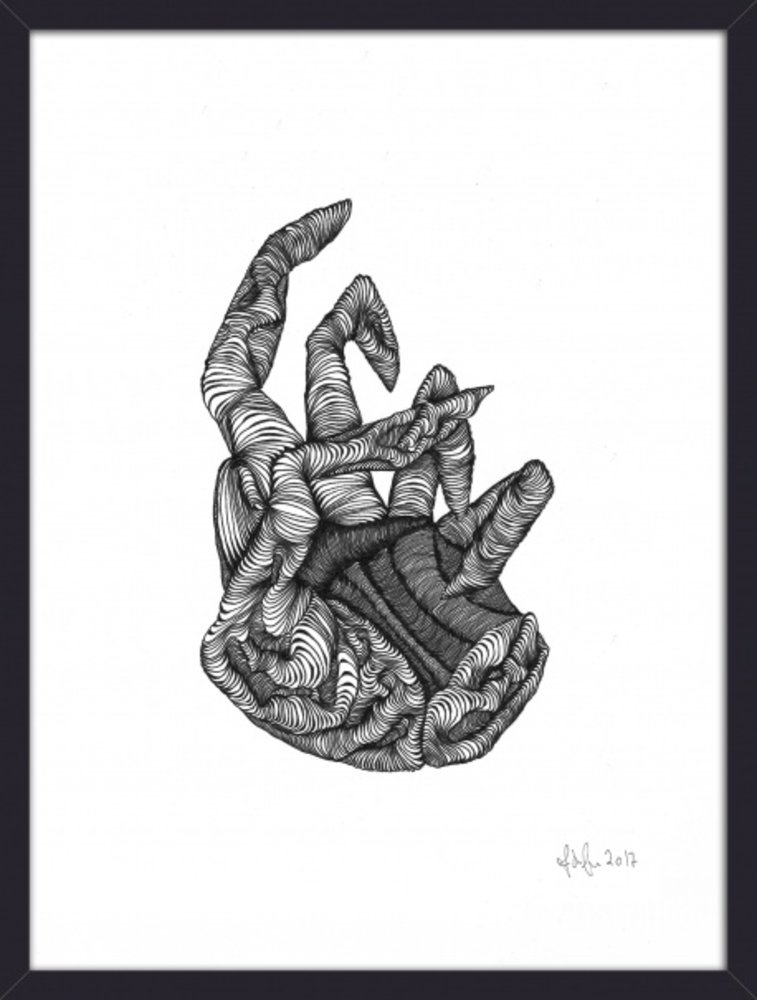 Nordal Hand illustration - zwart/wit Nordal Hand illustration - zwart/wit