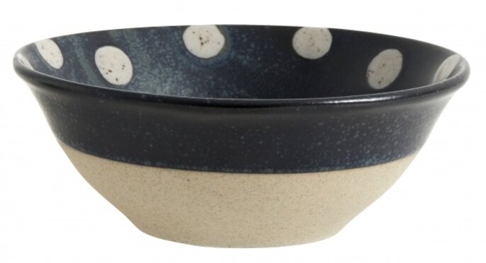 Nordal Grainy schaal dots donkerblauw/zand -set van 4 stuks