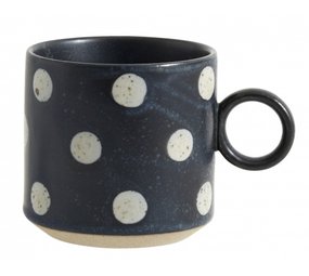 Nordal Tasses granuleuses à pois bleu foncé / sable - lot de 4 pièces