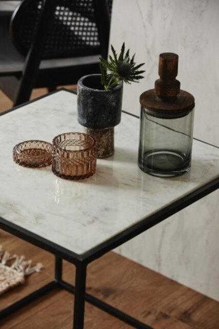 Nordal Table d'appoint Cube - marbre blanc S