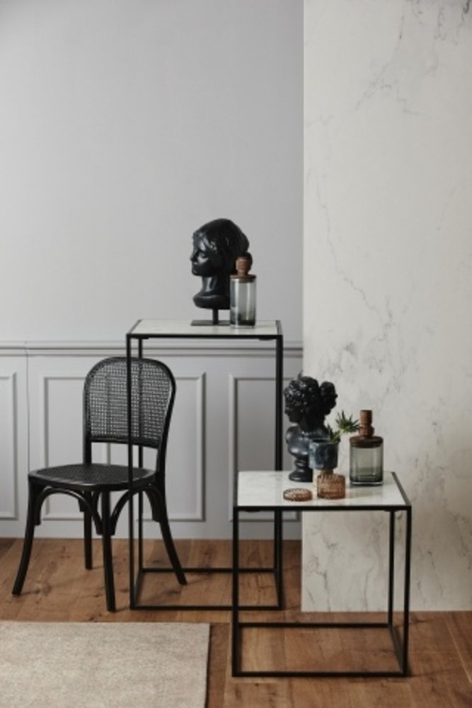 Nordal Mesa auxiliar Cube - mármol blanco L.