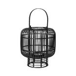 Broste Copenhagen Goran lantern bamboo / glass black- Ø37XH42CM Broste Copenhagen Goran lantern bamboo / glass black- Ø37XH42CM