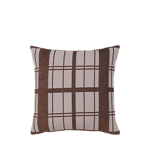 Broste Copenhagen Chequer kussen bruin incl vulling  - W50XL50CM