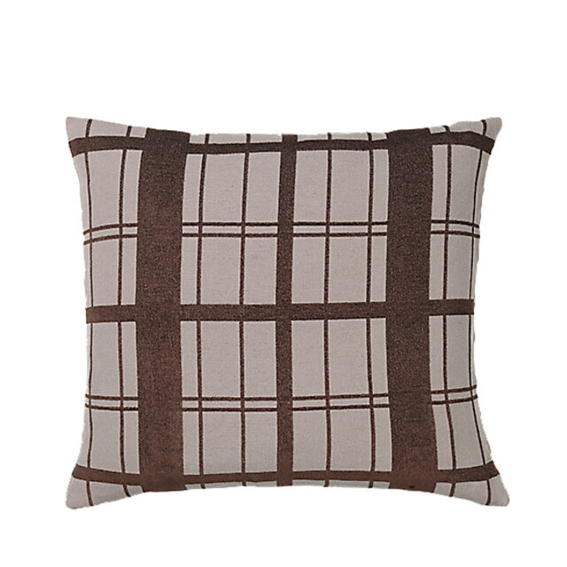 Broste Copenhagen Checker cushion brown incl filling - W60XL60CM