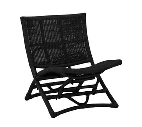 Bloomingville Chaise longue Baz en rotin - noir