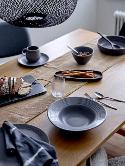 Bloomingville Assiette à pâtes Raben grise Ø29,5cm - set de 4 pièces