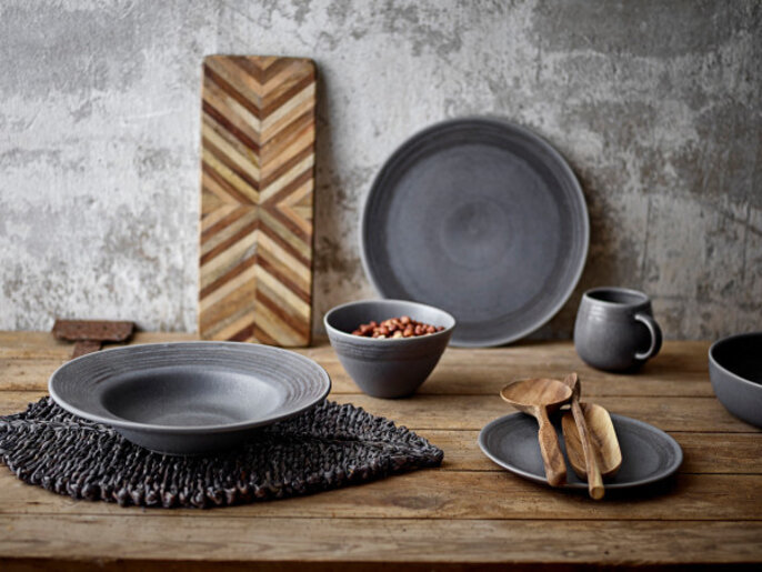Bloomingville Assiette à pâtes Raben grise Ø29,5cm - set de 4 pièces