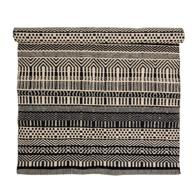 Bloomingville Tapis Joob laine - noir