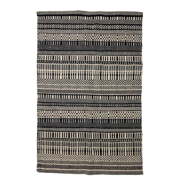 Bloomingville Tapis Joob laine - noir