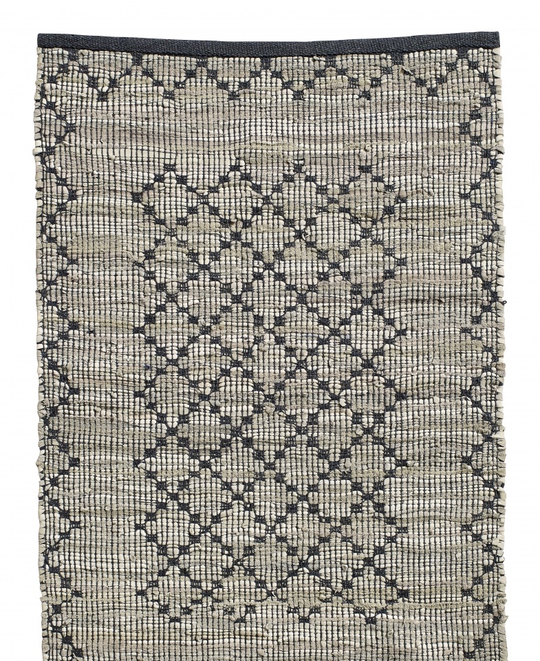 Nordal Gewebter Teppich Chindi - Leder / Baumwolle