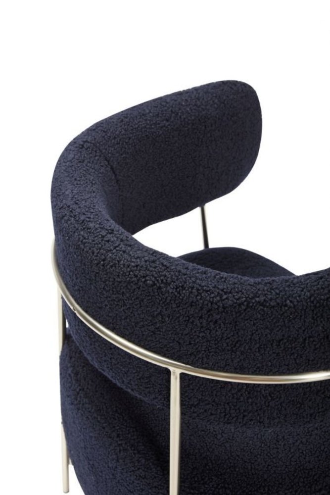 Hubsch Chaise longue polyester / métal - bleu / nickel Hubsch Chaise longue polyester / métal - bleu / nickel