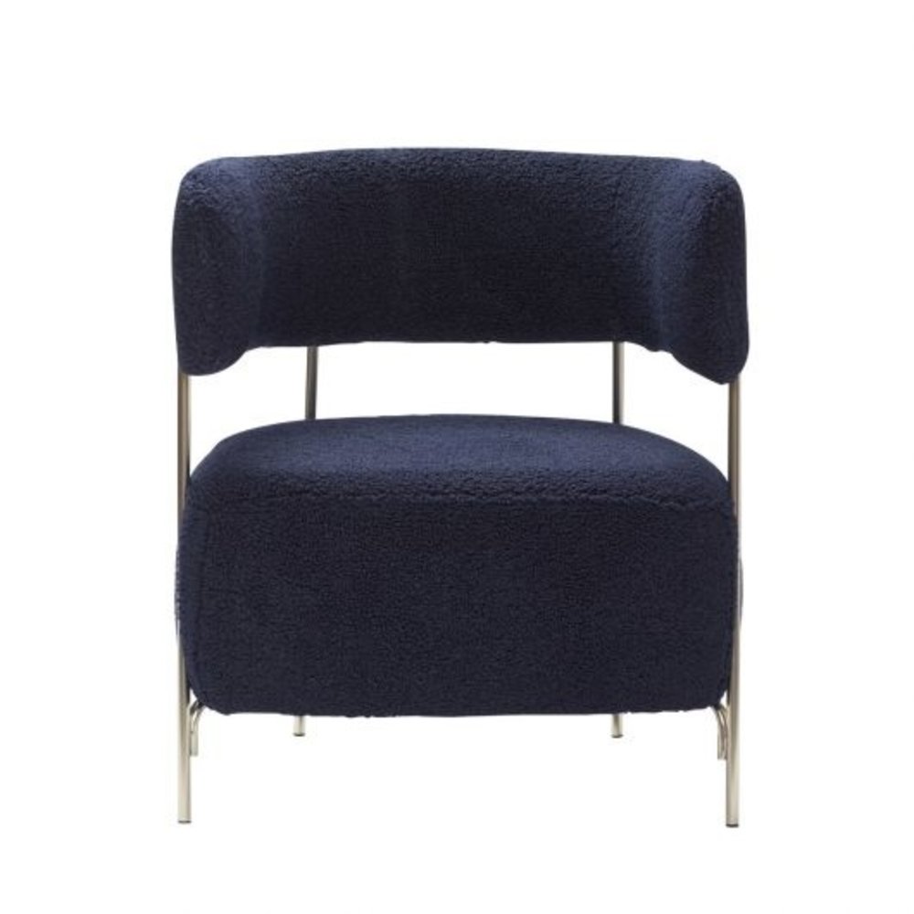 Hubsch Loungesessel Polyester / Metall - Blau / Nickel
