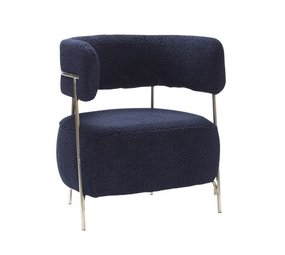 Hubsch Lounge chair polyester / metal - blue / nickel