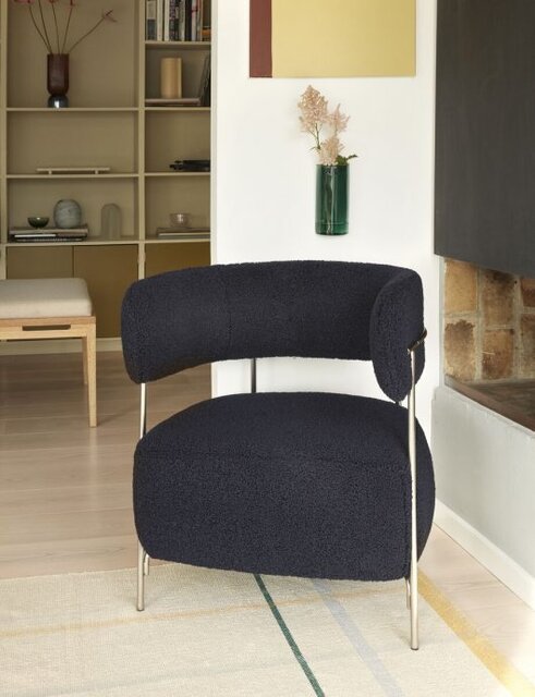 Hubsch Chaise longue polyester / métal - bleu / nickel