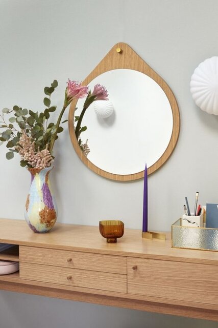 Hubsch Wall mirror around oak - natural