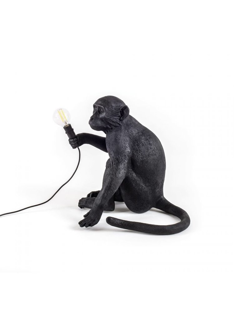 Seletti Monkey lamp sitting - black