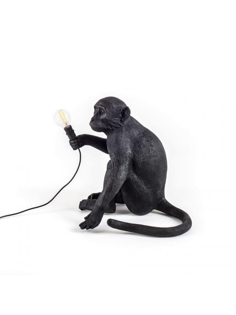 Seletti Monkey lamp sitting - black