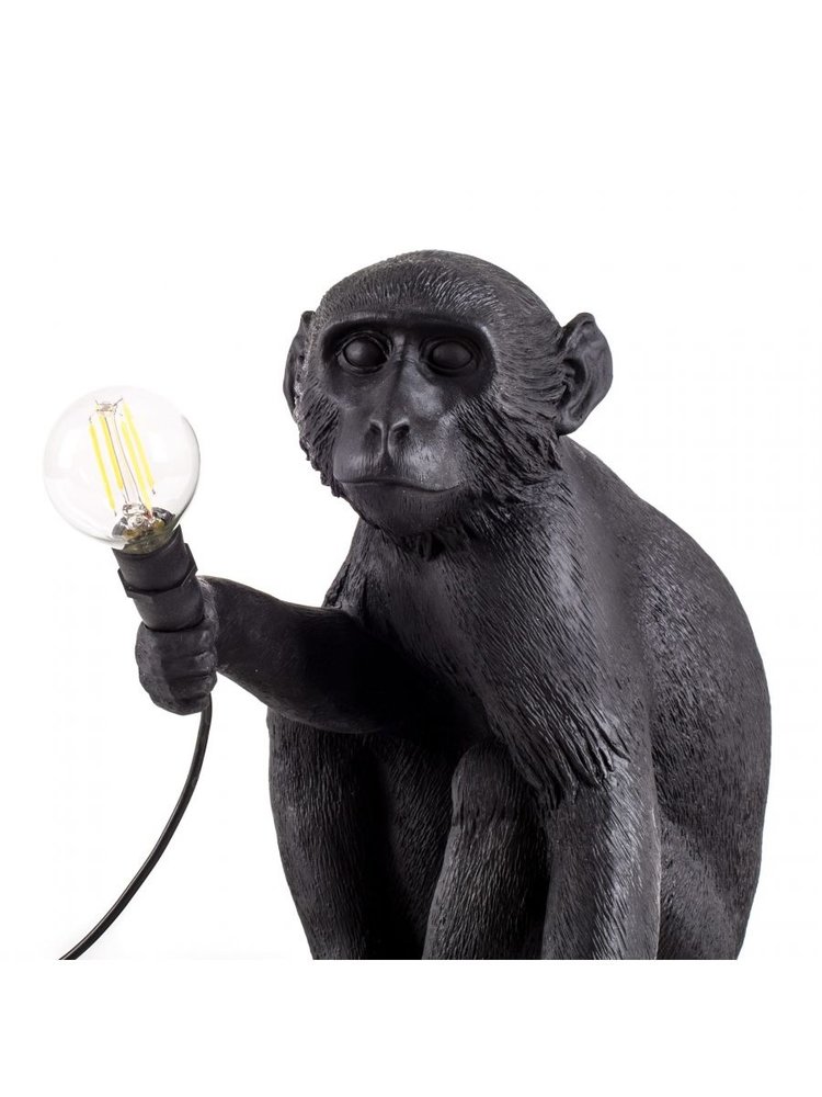 Seletti Monkey lampe sidder - sort
