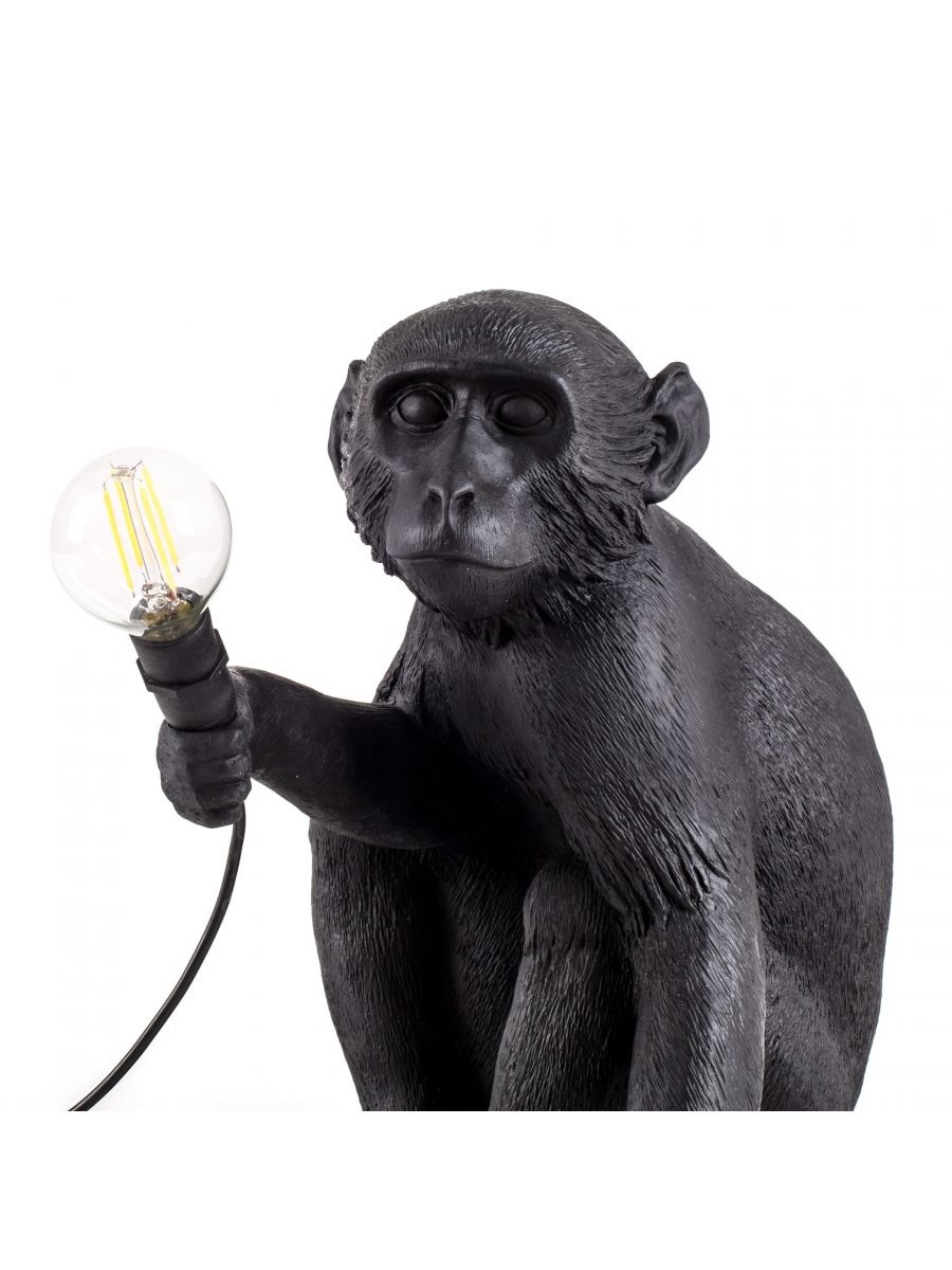 Seletti Monkey lamp sitting - black