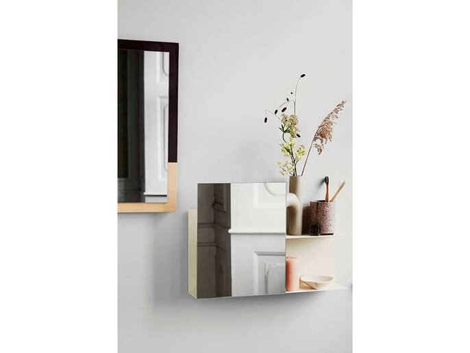 Broste Copenhagen Svante wall shelf with mirror - rainy day Broste Copenhagen Svante wall shelf with mirror - rainy day