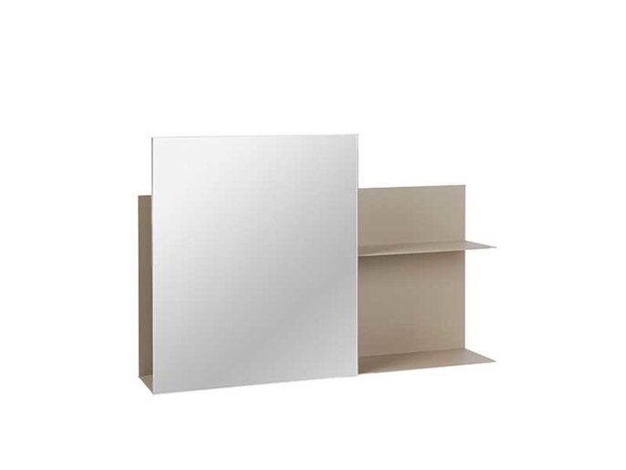 Broste Copenhagen Estante de pared con espejo Svante - beige