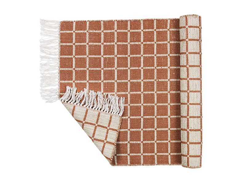 Broste Copenhagen Henny Teppich 140x200cm hellgrau / rustikal braun