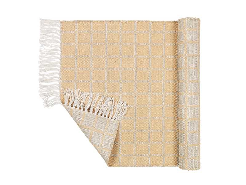 Broste Copenhagen Henny Teppich 70x140cm - hellgrau / gelb