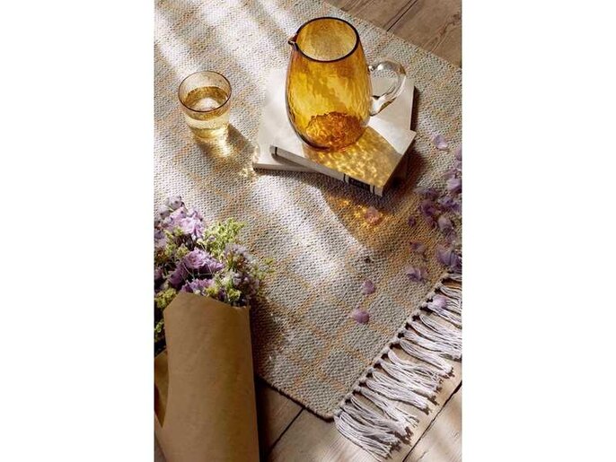 Broste Copenhagen Alfombra Henny 70x140cm - gris claro / amarillo