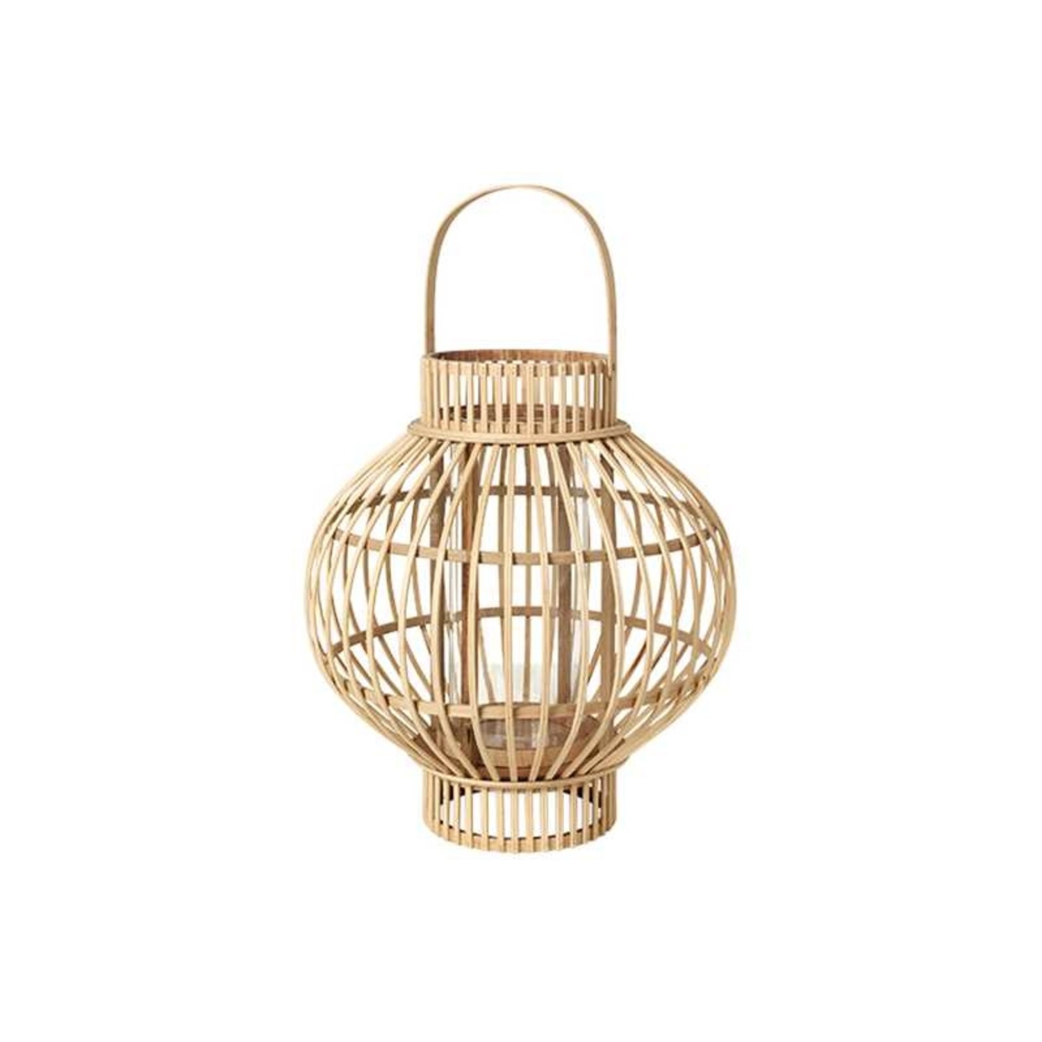 Broste Copenhagen Globus Laterne Bambus / Glas-36XH40CM - LIVING AND CO.